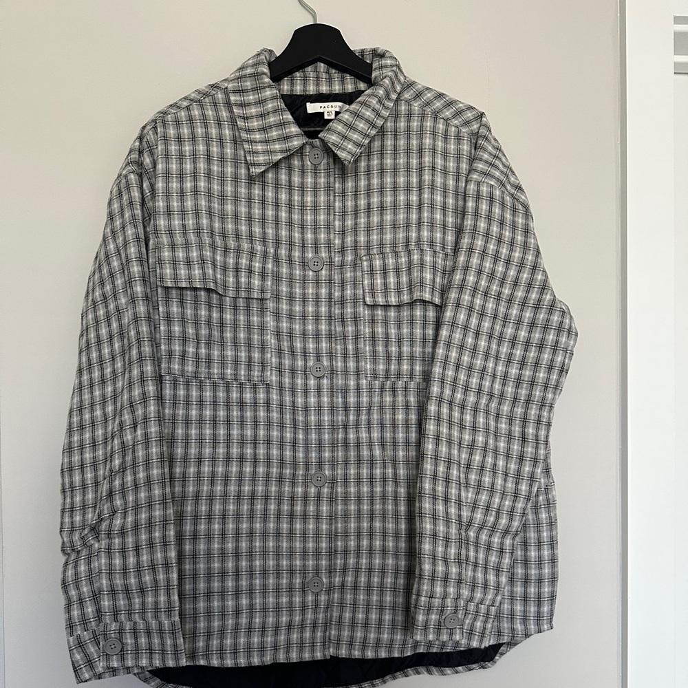 PacSun Men's Black and White Plaid Shirt Jacket